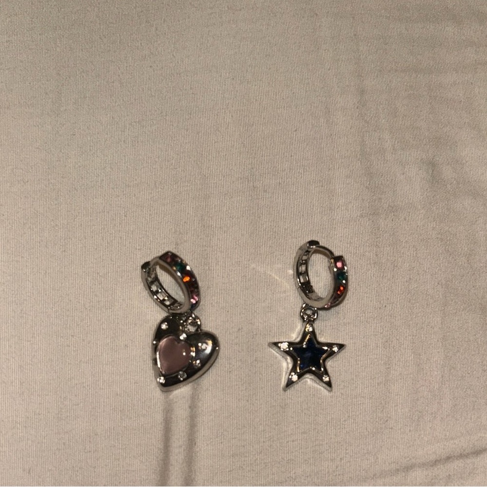 Silver Heart and Star Earrings